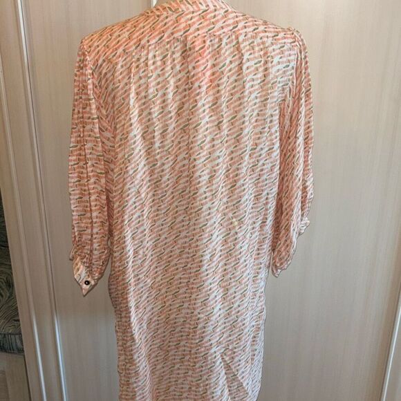 Maeve Anthropolgie Lena yarn dyed orange tunic top shirt XS button front - Picture 8 of 14